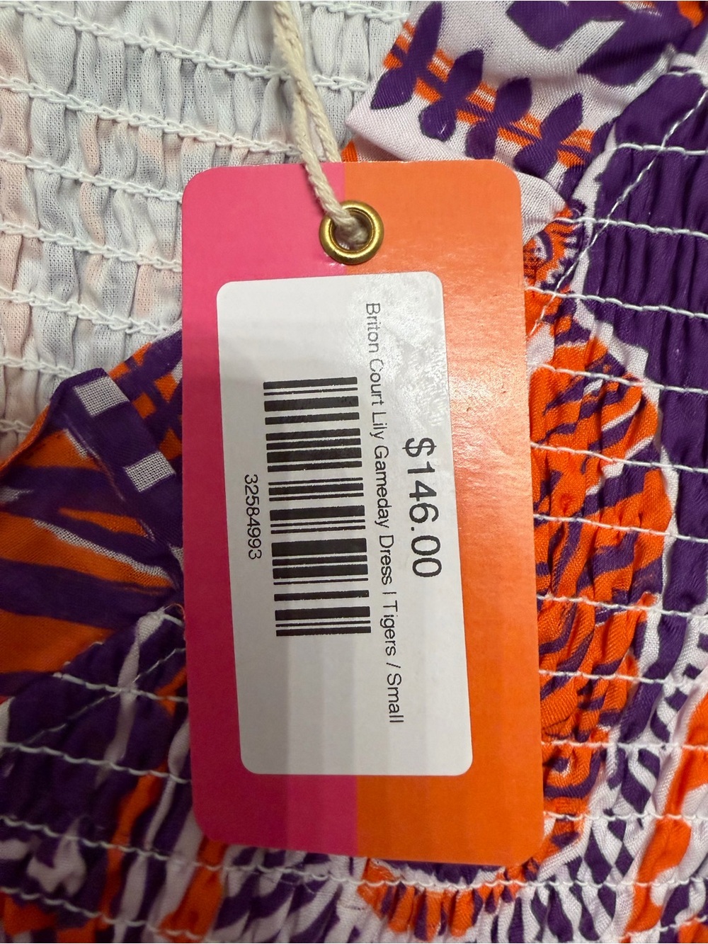 Tiger Game Day Maxi Dress | Orange & Purple Smocked V Neck with Pockets - Picture 7 of 9